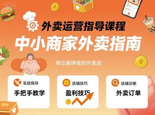 外卖运营指导课程，中小商家外卖指南，手把手带出能挣钱的外卖店-轻创星球网