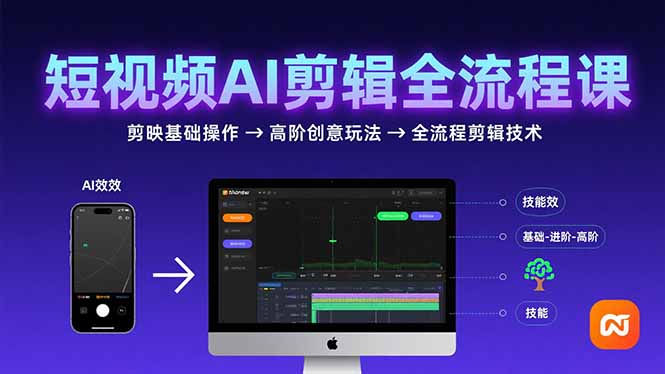 短视频AI剪辑技能，从剪映基础操作到高阶创意玩法，全流程剪辑技术-轻创星球网