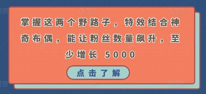 掌握这两个野路子，特效结合神奇布偶，能让粉丝数量飙升，至少增长 5000【揭秘】-轻创星球网