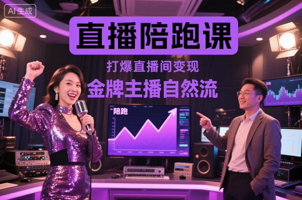 直播陪跑课，金牌主播自然流打爆直播间，复制高变现玩法-轻创星球网