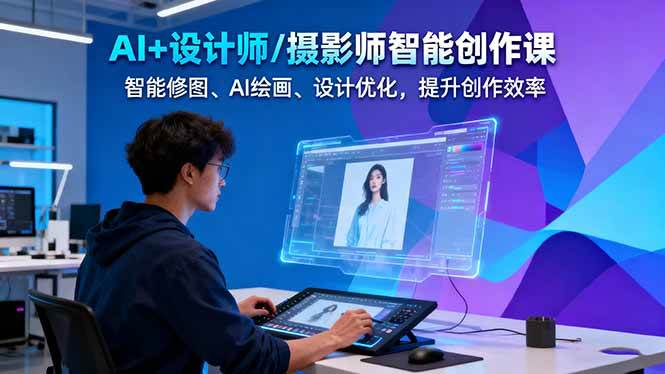 AI+设计师/摄影师智能创作课：智能修图、AI绘画、设计优化，提升创作效率-轻创星球网