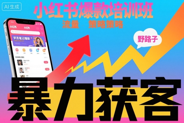 小红书爆款培训班，小红书获客野路子流量打法，暴力持续获客-轻创星球网