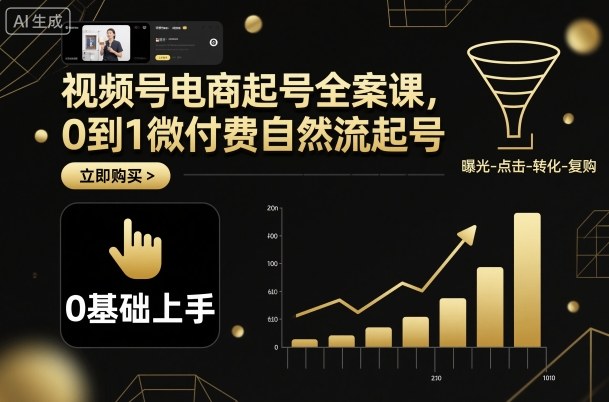 视频号电商起号全案课，0到1微付费自然流起号-轻创星球网