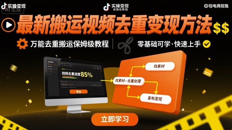 最新搬运视频去重变现方法，万能去重搬运保姆级教程-轻创星球网