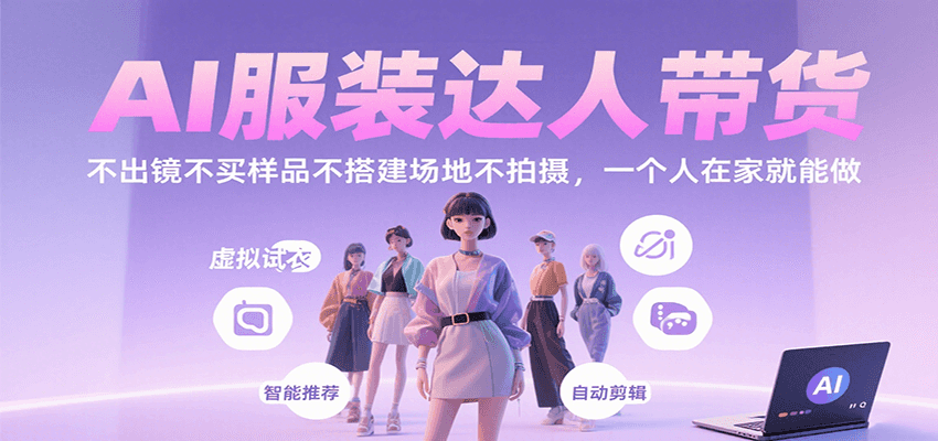 AI服装达人带货，不出镜不买样品不搭建场地不拍摄，一个人在家就能做-轻创星球网