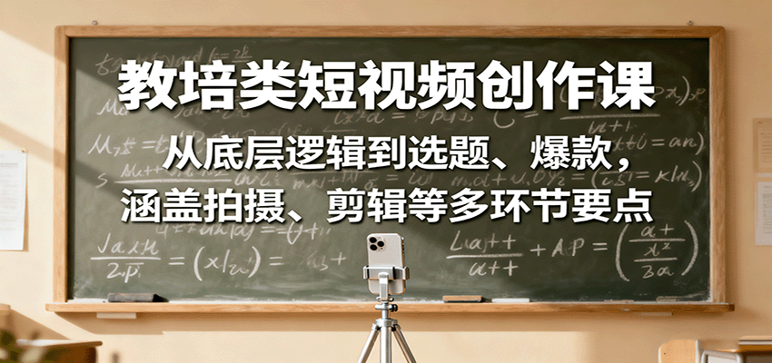 教培类短视频创作课：从底层逻辑到选题、爆款，涵盖拍摄、剪辑等多环节要点-轻创星球网