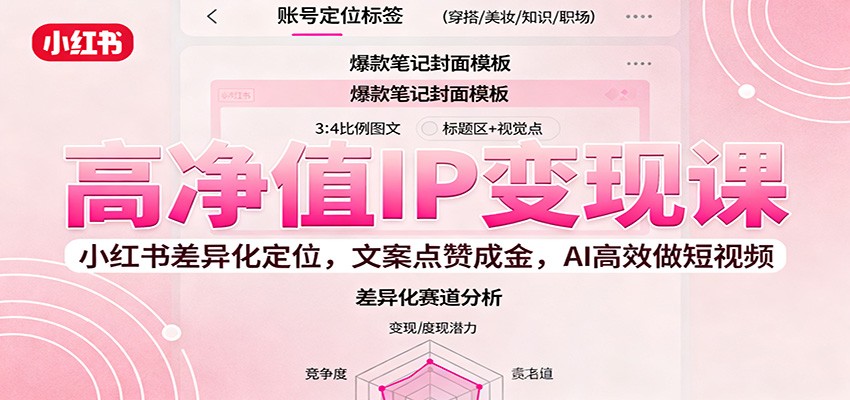 高净值IP变现课：小红书差异化定位，文案点赞成金， AI高效做短视频-轻创星球网
