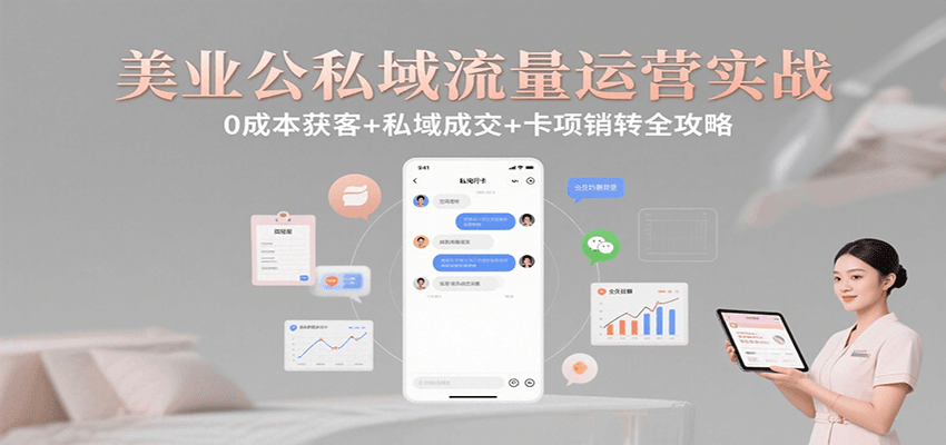 美业公私域流量运营实战：0成本获客+私域成交+卡项销转全攻略-轻创星球网