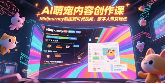 AI萌宠内容创作课，Midjourney制图到可灵视频，数字人带货玩法-轻创星球网