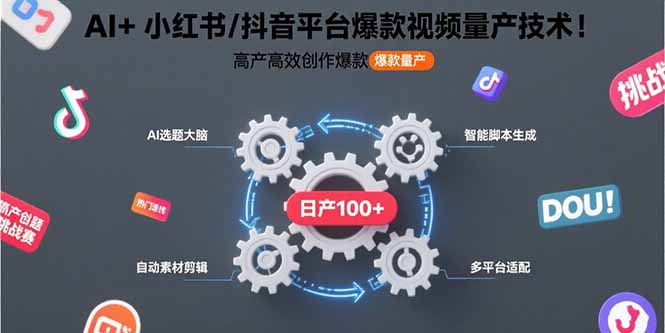 AI+小红书/抖音平台爆款视频量产技术：高产高效创作爆款视频！-轻创星球网