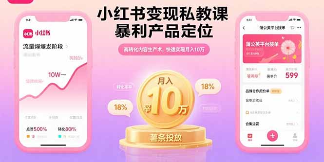 小红书变现私教课，暴利产品定位，高转化内容生产术，快速实现月入10万-轻创星球网