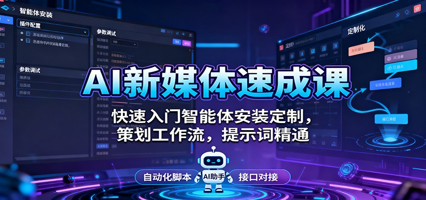 AI新媒体速成课：快速入门智能体安装定制，策划工作流，提示词精通-轻创星球网