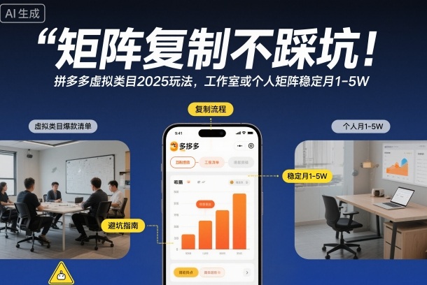 矩阵复制不踩坑！拼多多虚拟类目2025玩法，工作室或者个人矩阵稳定月1-5W【揭秘】-轻创星球网