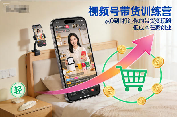 视频号带货训练营，从0到1打造你的带货变现路，低成本在家创业-轻创星球网