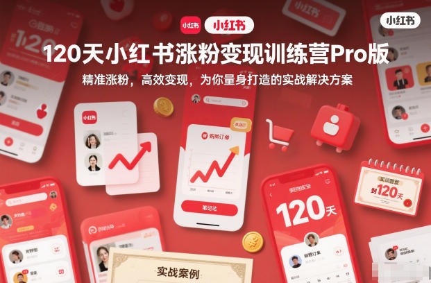 120天小红书涨粉变现训练营Pro版，​精准涨粉，高效变现​，为你量身打造的实战解决方案-轻创星球网