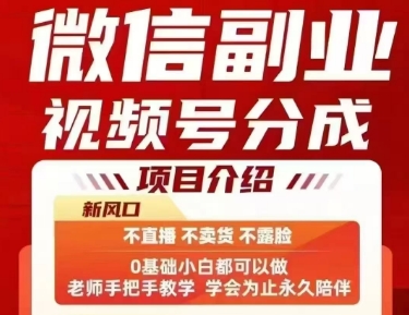 微信副业视频号分成，不直播 不卖货 不露脸，三五分钟即可完成一条作，每日收益几十、几张不等-轻创星球网