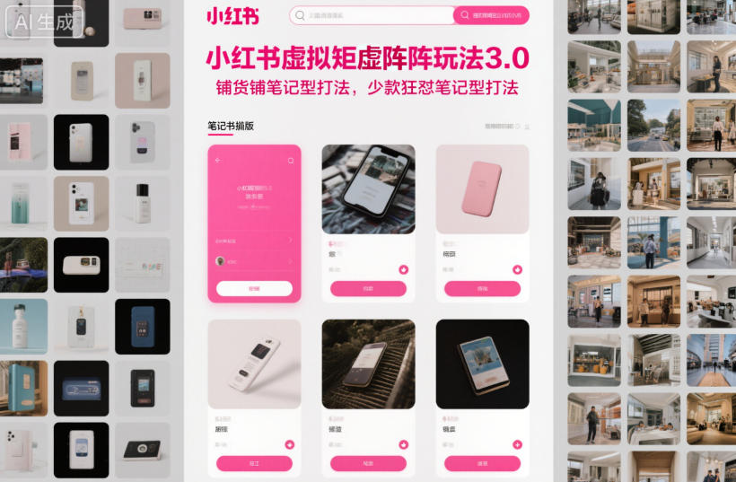 小红书虚拟矩阵玩法3.0，铺货铺笔记型打法，少款狂怼笔记型打法-轻创星球网