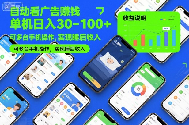 自动看广告賺钱，单机日入30-100+，可多台手机操作，实现睡后收入【揭秘】-轻创星球网