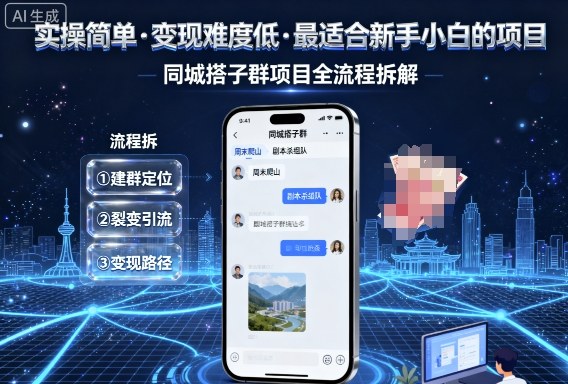 实操简单，变现难度低，最适合新手小白做的项目，每天轻松收入3张，同城搭子群项目全流程拆解-轻创星球网