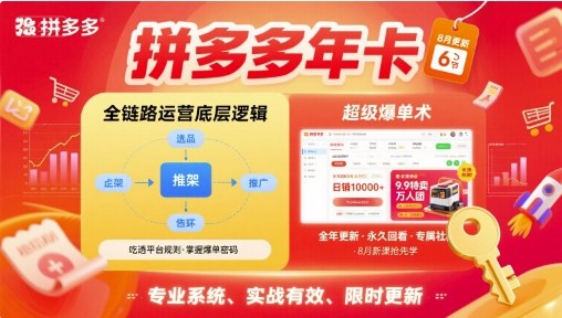 拼多多年卡，拼多多全链路运营底层逻辑，超级爆单术【更新10月】-轻创星球网