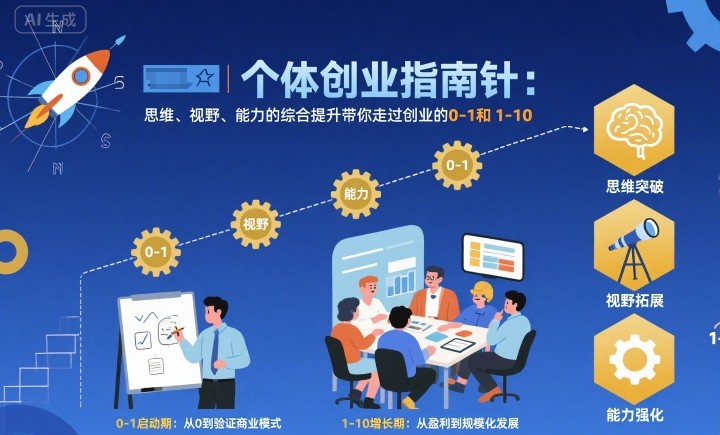 个体创业指南针，思维、视野、能力的综合提升带你走过创业的0-1和1-10【音频】-轻创星球网
