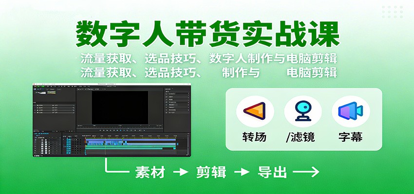 数字人变现实战课：流量获取、选品技巧、数字人制作与电脑剪辑-轻创星球网