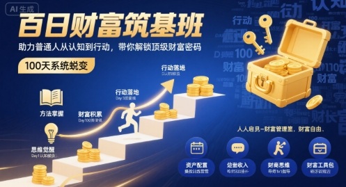 百日财富筑基班，助力普通人从认知到行动，带你解锁顶级财富密码-轻创星球网