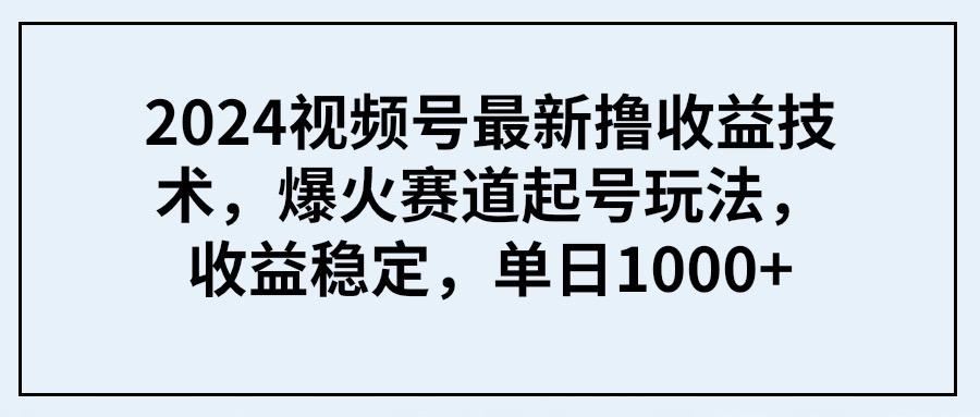 (9651期) 2024视频号最新撸收益技术，爆火赛道起号玩法，收益稳定，单日1000+-轻创星球网