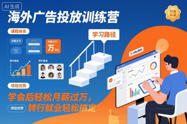 海外广告投放训练营，学会后轻松月薪过万，转行就业轻松搞定-轻创星球网