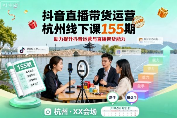 抖音直播带货运营杭州线下课155期，助力提升抖音运营与直播带货能力-轻创星球网