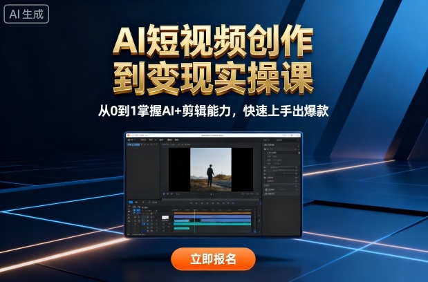 AI短视频创作到变现实操课，从0到1掌握AI+剪辑能力，快速上手出爆款(更新10月)-轻创星球网