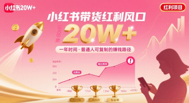 一年时间靠小红书带货项目年入20w+，最不能错的大红利项目-轻创星球网