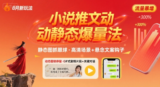 8月小说推文全新玩法，动静态图片+搭配小说文案爆量玩法-轻创星球网
