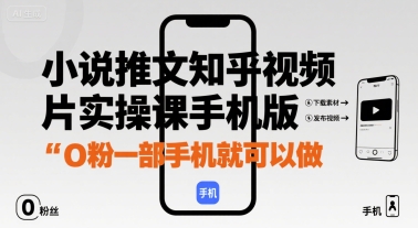 小说推文知乎视频图片实操课手机版，0粉一部手机就可以做-轻创星球网