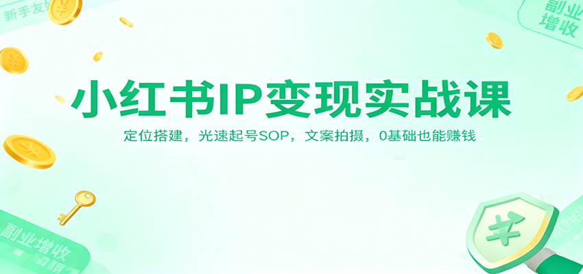 小红书IP变现实战课：定位搭建，光速起号SOP，文案拍摄，0基础也能赚钱-轻创星球网