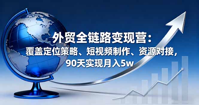 外贸全链路变现营：覆盖定位策略、短视频制作、资源对接，90天实现月入5w-轻创星球网