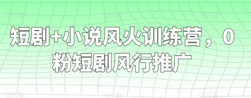 短剧+小说风火训练营，0粉短剧风行推广-轻创星球网