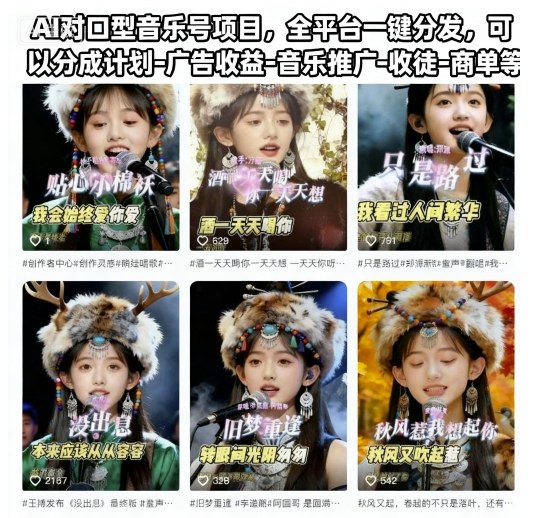 AI对口型音乐号项目，全平台一键分发，可以分成计划-广告收益-音乐推广-收徒-商单等-轻创星球网