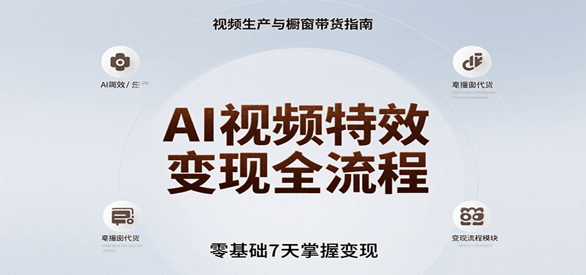 AI视频特效变现全流程，零基础7天掌握视频生产到橱窗带货变现-轻创星球网