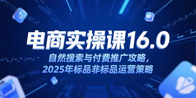 淘宝电商运营课16.0，自然搜索与付费推广攻略，2025年标品非标品运营策略-轻创星球网