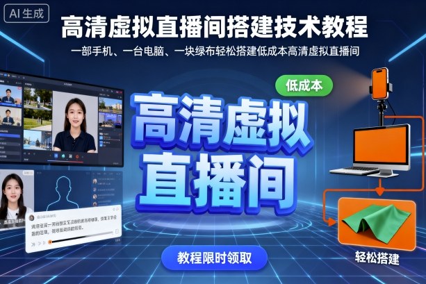 高清虚拟直播间搭建技术教程，一部手机、一台电脑、一块绿布轻松搭建低成本高清虚拟直播间-轻创星球网