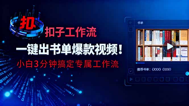 利用扣子工作流一键生成书单爆款视频，小白三分钟搞定专属工作流-轻创星球网