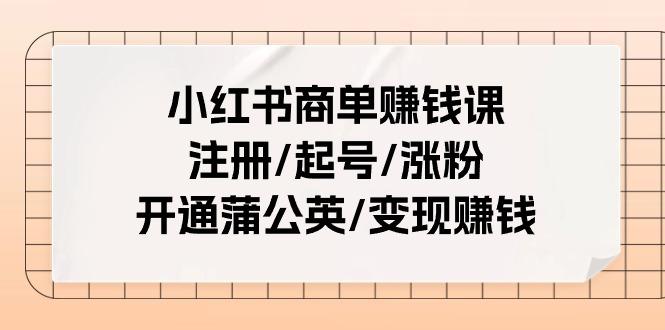 小红书商单赚钱课：注册/起号/涨粉/开通蒲公英/变现赚钱(25节课)-轻创星球网