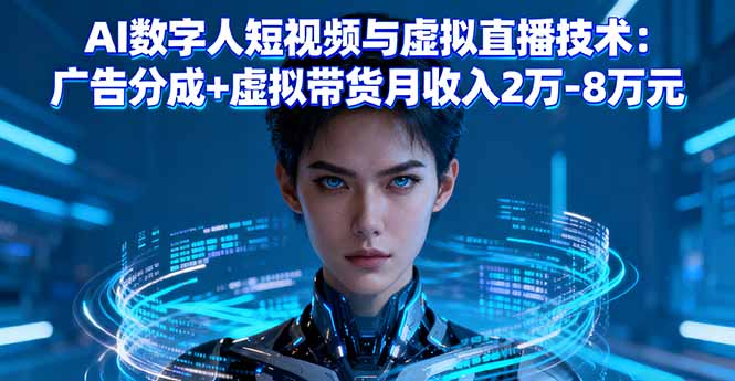 AI数字人短视频与虚拟直播技术：广告分成+虚拟带货月收入2万-8万元-轻创星球网