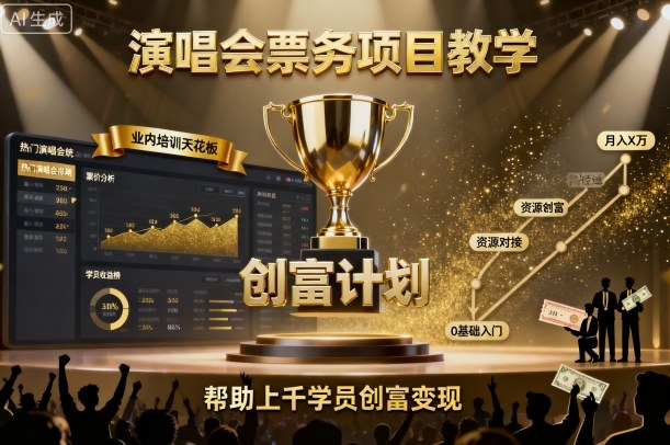 演唱会票务项目教学，业内培训天花板，帮助上千学员创富变现(更新)-轻创星球网