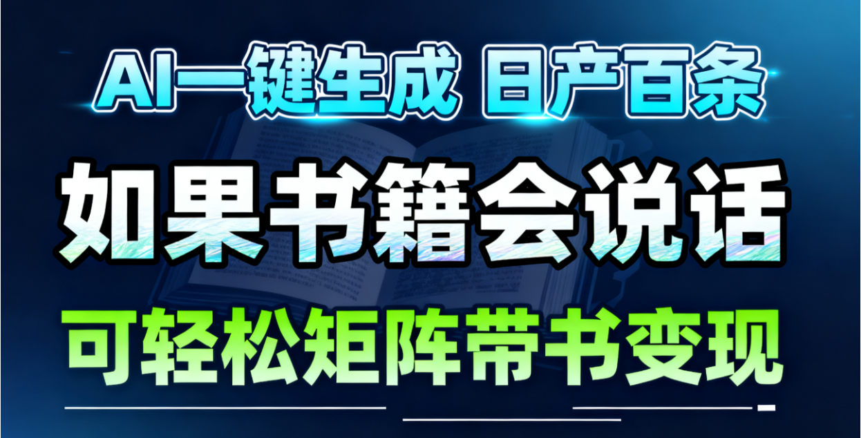 AI书籍会说话，轻松带书变现，月入3W+-轻创星球网