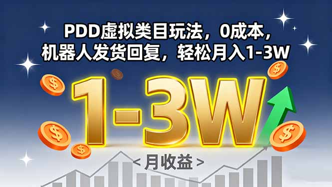 PDD虚拟类目玩法，0成本，机器人发货回复，轻松月入1-3W-轻创星球网