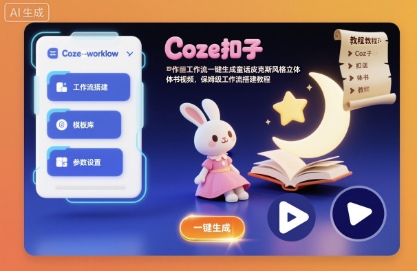 Coze扣子工作流一键生成童话皮克斯风格立体书视频，保姆级工作流搭建教程-轻创星球网