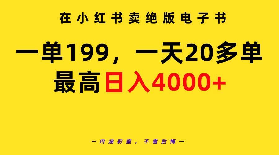 (9401期)在小红书卖绝版电子书，一单199 一天最多搞20多单，最高日入4000+教程+资料-轻创星球网