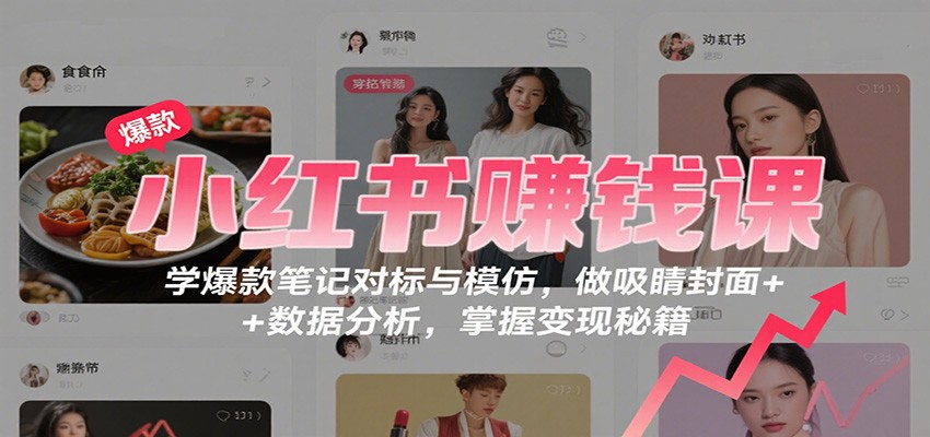 小红书赚钱课：学爆款笔记对标与模仿，做吸睛封面 + 数据分析，掌握变现秘籍-轻创星球网